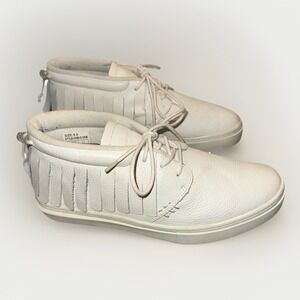 Clear Weather One-O-One Fringe Sneakers White Size 9.5 Moccasin Style Streetwear